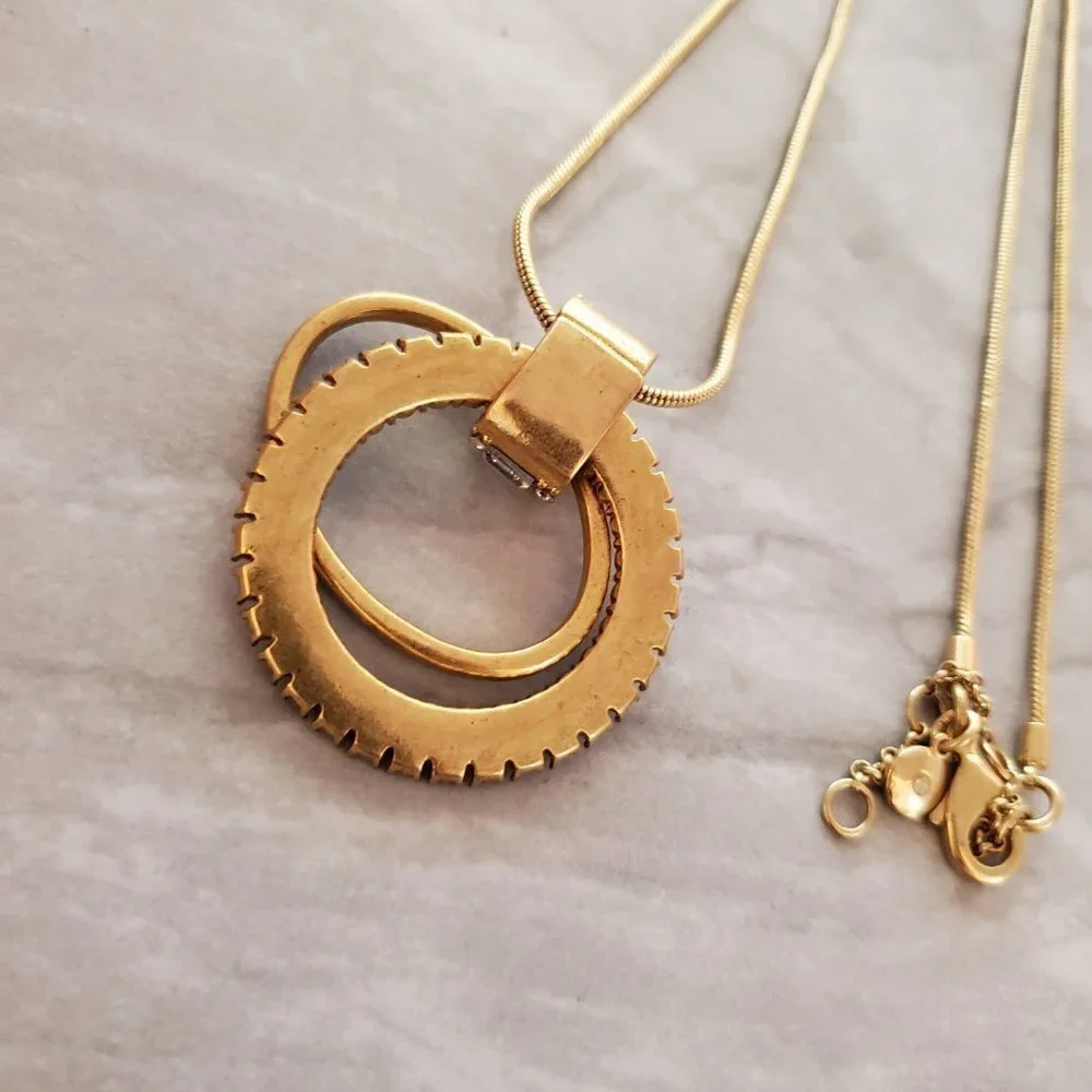 ✨ J.Crew snake Chain Rhinesontes Crystals Hoops Pendant Statement Necklace ✨